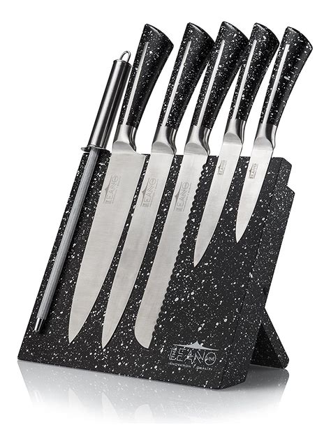 Leano Line Stainless Steel 7 Piece Kitchen Knife Set with Magnetic Wood ...