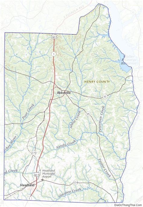 Topographic map of Henry County, Alabama | Henry county, Map, Topographic map