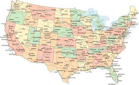 Map of Continental United States - Lower 48 States