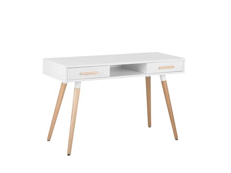 Dressing Table / 2 Drawer Home Office Desk with Shelf 120 x 45 cm White FRISCO | Beliani.co.uk