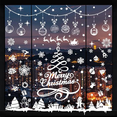 Whaline 352Pcs Christmas Window Clings Stickers Double-Sided Merry ...