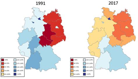 Map : GDP per capita of German states as percent of German average ...