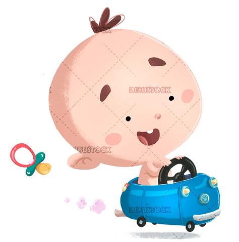 Funny baby driving a blue car - Illustrations from Dibustock Children's ...