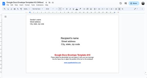 Google Docs Envelope Template [All Sizes]