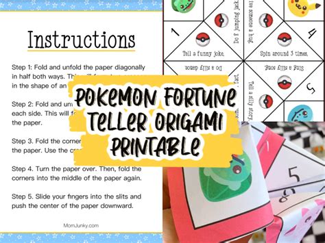 Pokemon Origami Fortune Teller Template