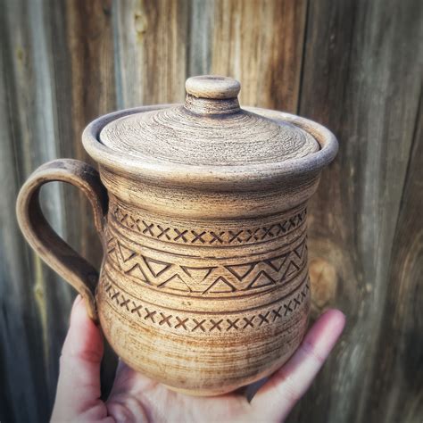 Coffee Mugs With Lids Pottery Rustic Coffee Mug 450ml | Etsy