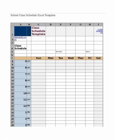 Class Schedule Template Word New Excel Class Schedule Templates 8 Free ...