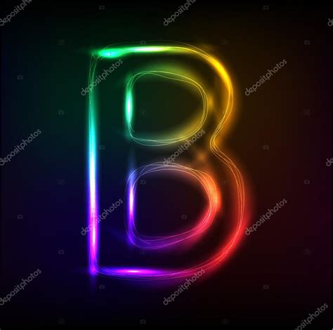 Vector alphabet. Neon letter B — Stock Vector © file404 #32984583