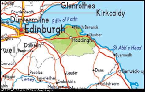 Map of Scotland, East Lothian, UK