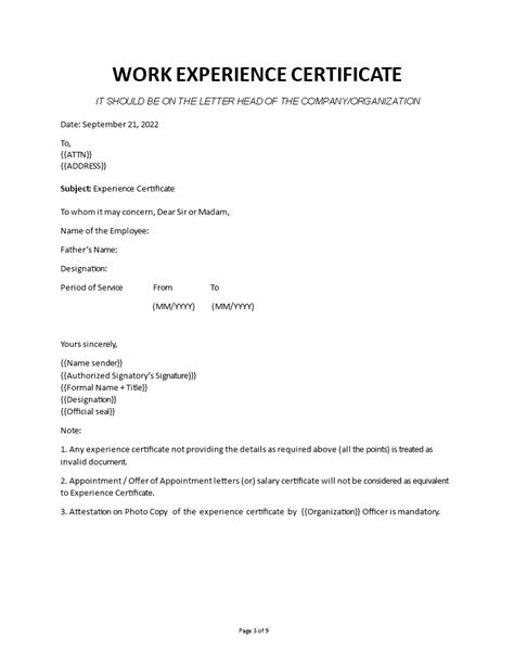 Télécharger Gratuit Work Experience Certificate