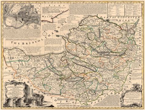 Map of Somerset County - Old map of Somerset, fine print on paper or canvas