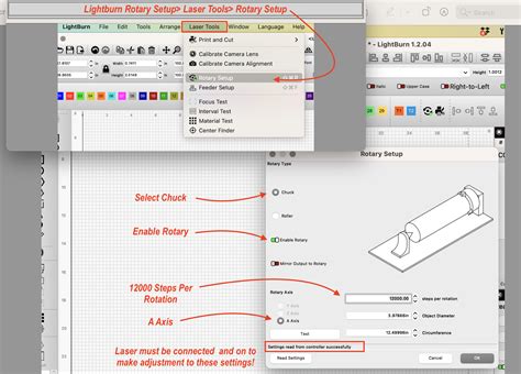 Chuck Rotary Setup and Usage in Lightburn (Nova/Odin)