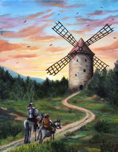 Don Quixote and Windmill By Me (Ksusha Scott) | Don quixote, Windmill, Tilting at windmills