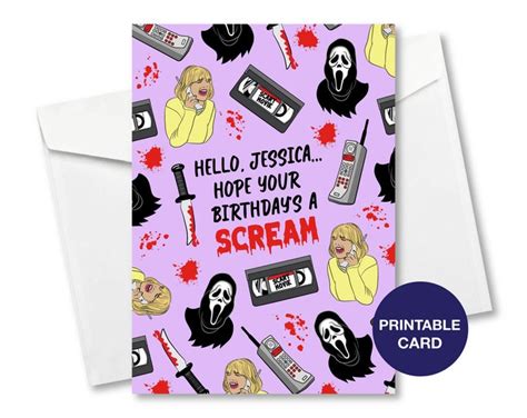 PRINTABLE Scream Custom Name Card Scream Movie Card | Etsy