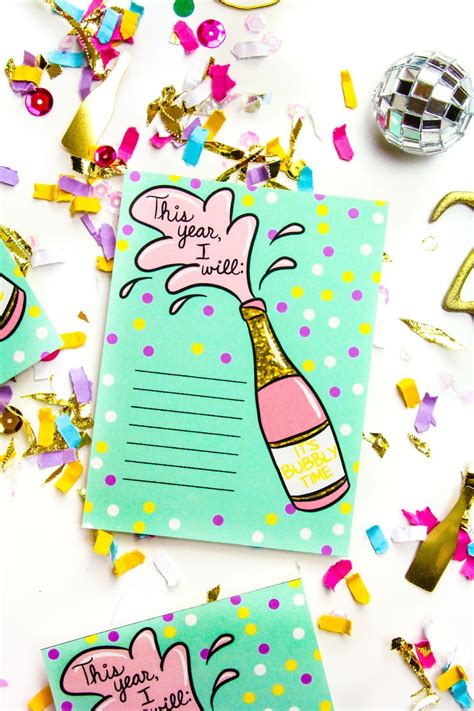 Free Printable New Years Resolution Cards! ⋆ Brite and Bubbly | Free printables, Newyear, New ...