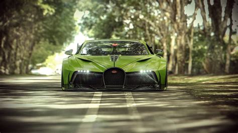 Download Yellow-Green Bugatti Divo Supercar Wallpaper | Wallpapers.com