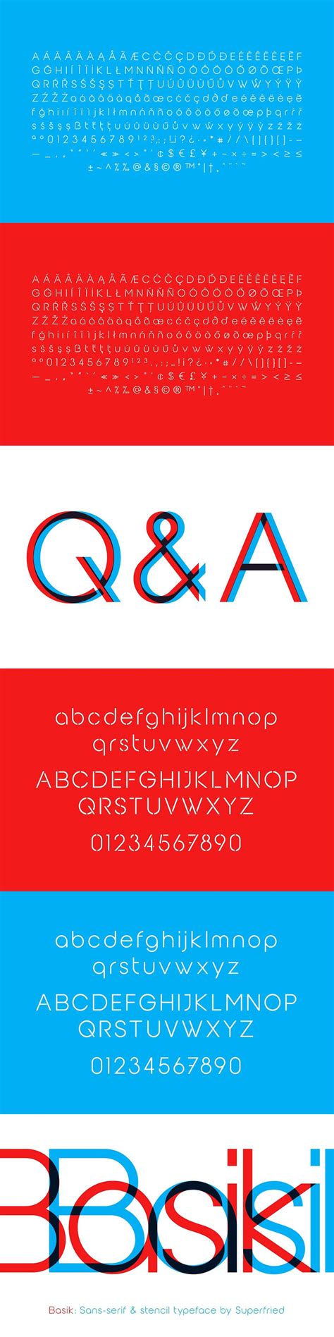 Basik | Sans Font | Book + Stencil | Stencil font, Sans serif fonts, Stencils