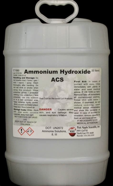 Ammonium Hydroxide, ACS - Post Apple Scientific