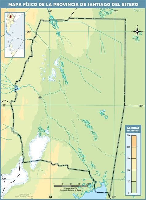 Blank physical map of the Province of Santiago del Estero | Gifex