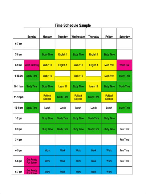 Time Management Schedule - 7+ Examples, Format, Pdf, Tips