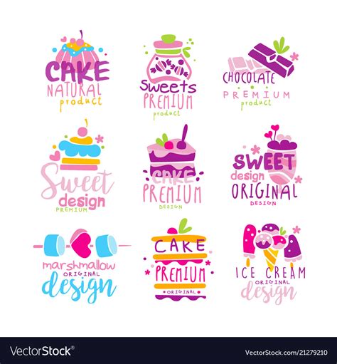 Sweets logo original design set kids menu badges Vector Image