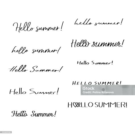 Variety Of Hello Summer Greetings In Different Handwritten And Typed Fonts Stock Illustration ...