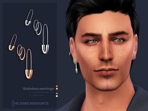 Stainless earrings Right by sugar owl from TSR • Sims 4 Downloads