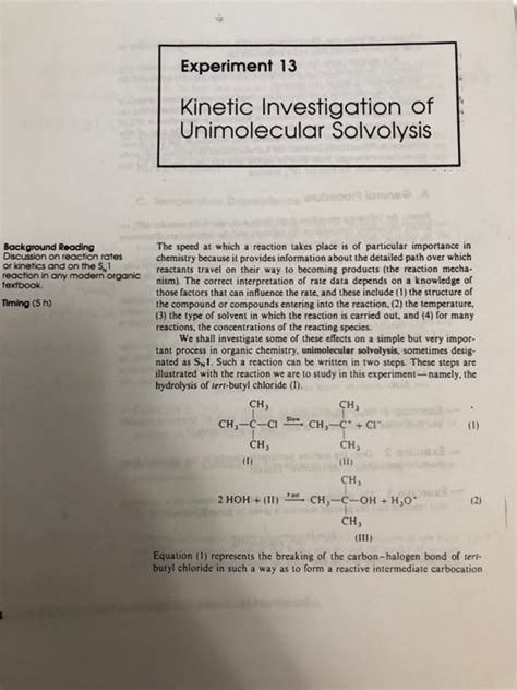 Solved: Experiment 13 Kinetic Investigation Of Unimolecula... | Chegg.com