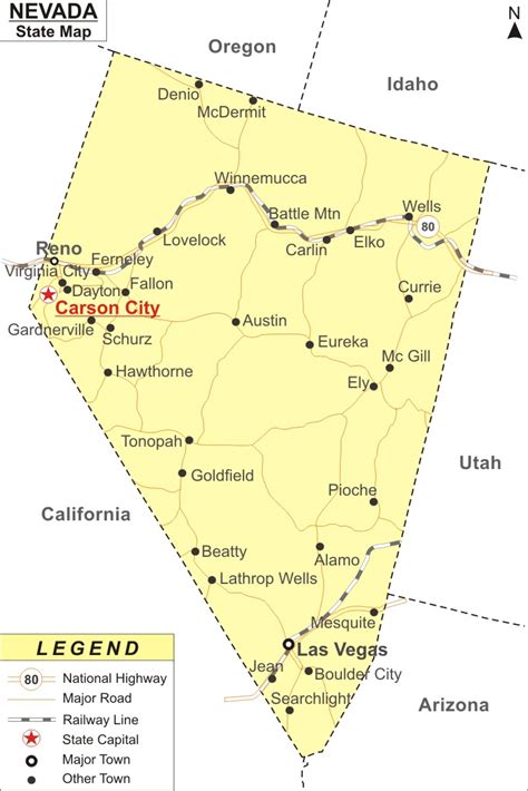 Nevada Map, Map of Nevada State, NV Map - Highways, Cities, Roads, Rivers