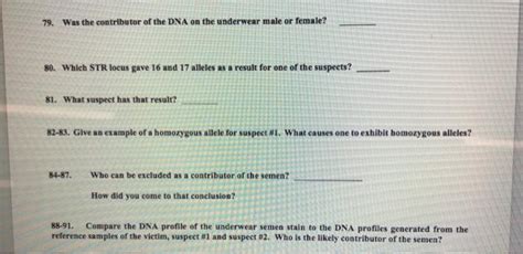 Electropherogram Interpretation The semen stain found | Chegg.com