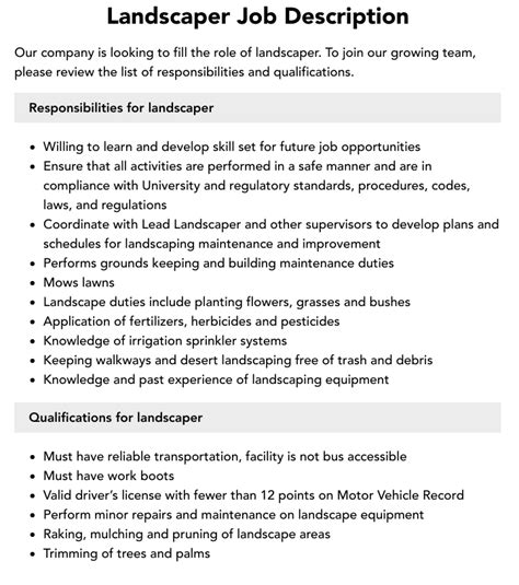 Landscaper Job Description | Velvet Jobs