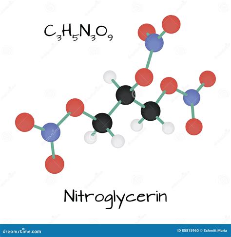 Nitroglycerin Nitro, Glyceryl Trinitrate Drug And Explosive Molecule ...