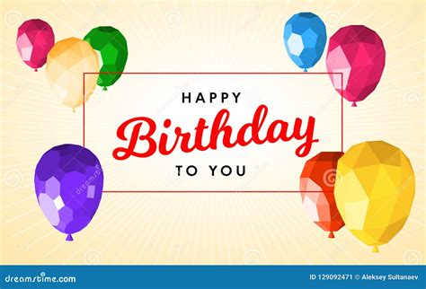 Happy Birthday Greeting Card Template Stock Vector - Illustration of helium, greeting: 129092471