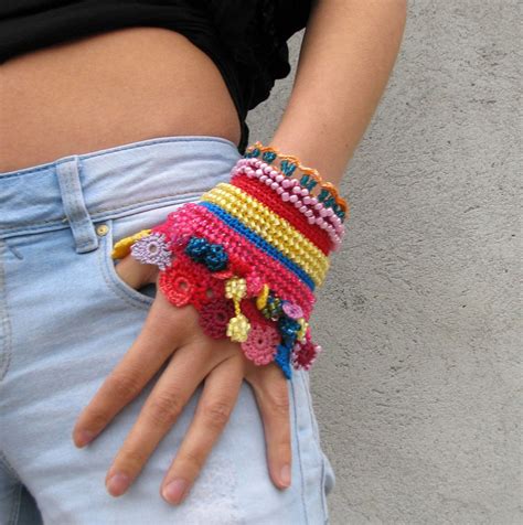 Beadwork Jewelry / bracelet Cuff Beaded Free form crochet bracelet cuff ...