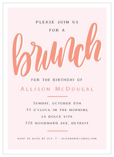 Lettered Brunch Adult Birthday Invitations by Basic Invite