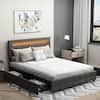 FUFU&GAGA Gray Wood Frame Queen Size Bed Platform Bed With 4-Drawers ...