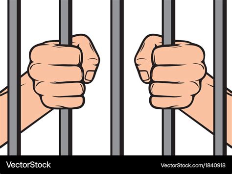 Hands holding prison bars Royalty Free Vector Image