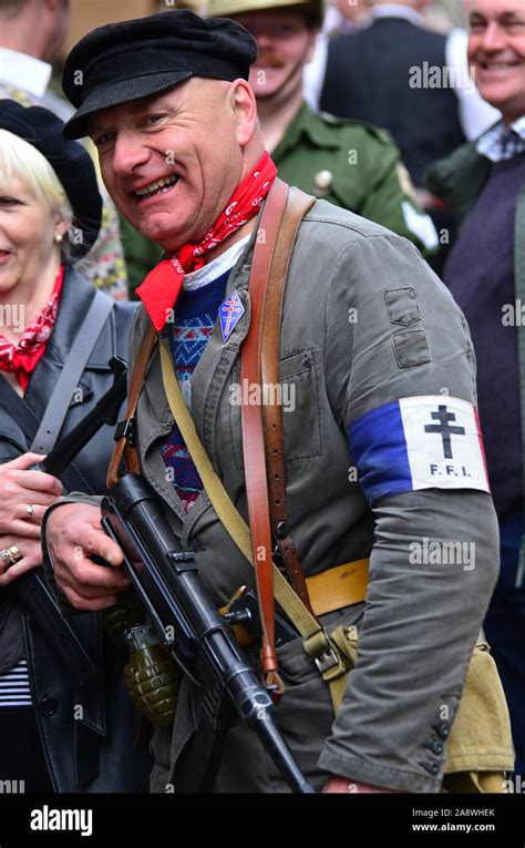 Man dressed as a French Resistance fighter, Haworth 1940s weekend Stock ...