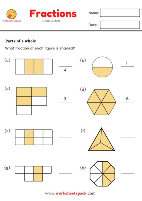 Simple Fractions Worksheets - worksheetspack