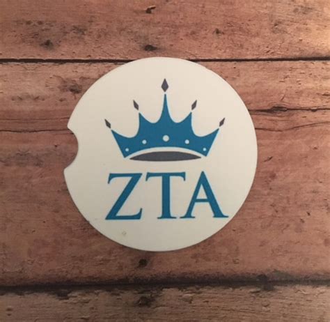 Zeta Tau Alpha/crown/ Sorority/sorority Gift/greek Letters/sorority Sisters Car Coaster/car Cup ...