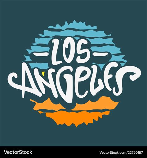 Los angeles california label sign logo hand dra Vector Image