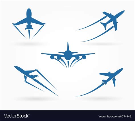 Flying up airplane icons Royalty Free Vector Image