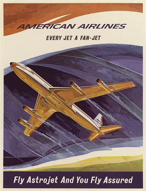 American Airlines Astrojet Vintage Aviation Poster Wall Art — MUSEUM ...