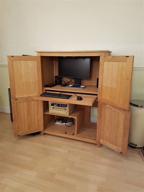 Solid Ash Computer Hideaway Desk | in Southsea, Hampshire | Gumtree