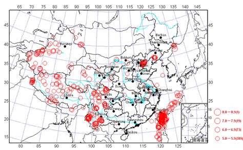 Epicenter distribution of earthquakes with magnitudes ≥5.0 in China ...