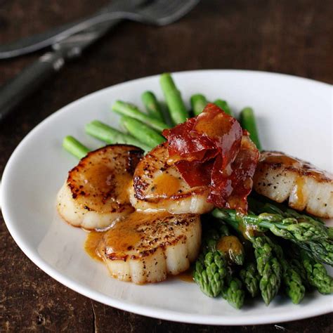 Asparagus with Scallops, Browned Butter and Prosciutto Recipe - Marcia Kiesel