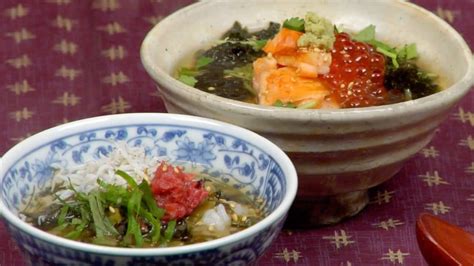 Ochazuke Recipe (Salmon Ikura Chazuke and Umeboshi Shirasu Takana Chazuke) - Cooking with Dog