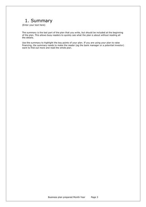 Free business plan template in Word and Pdf formats - page 3 of 8