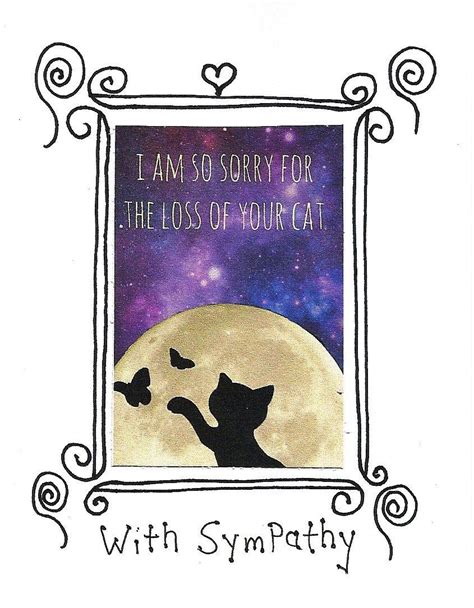 Cat Loss Pet loss gifts handmade card art print cat sympathy card pet ...