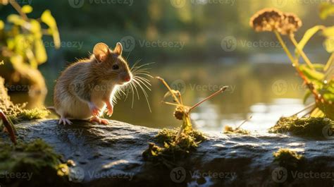 Close-up photo of a Mouse looking in their habitat. Generative AI ...